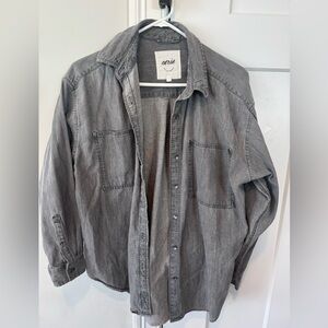 Aerie Gray Casual Button-Up Shirt